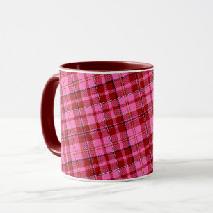 Pink Maroon Plaid Tartan Design Mug