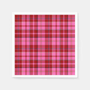 Pink Maroon Plaid Tartan Design Napkin