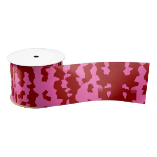 Pink Maroon Red Irregular Abstract Design Satin Ribbon