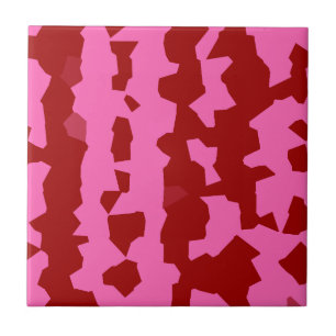 Pink Maroon Red Irregular Abstract Design  Tile