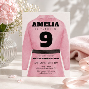 Pink Martial Arts Birthday Invitation Girl Sports 