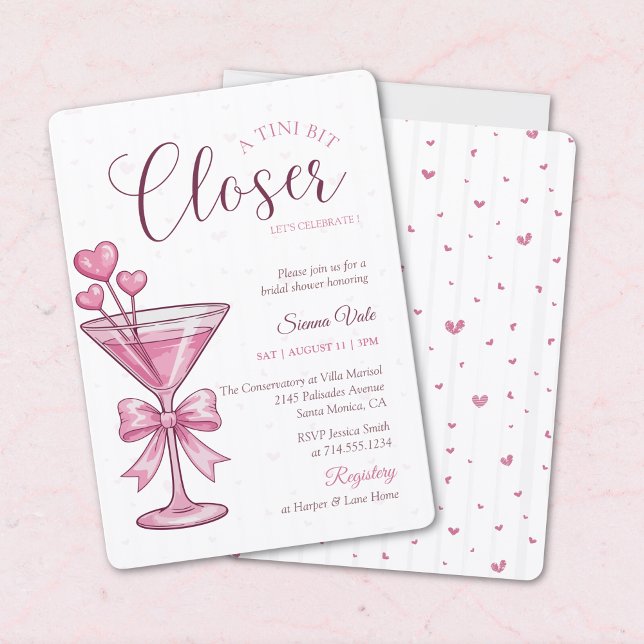 Pink Martini A Tini Bit Closer Bridal Shower  Invitation (Creator Uploaded)