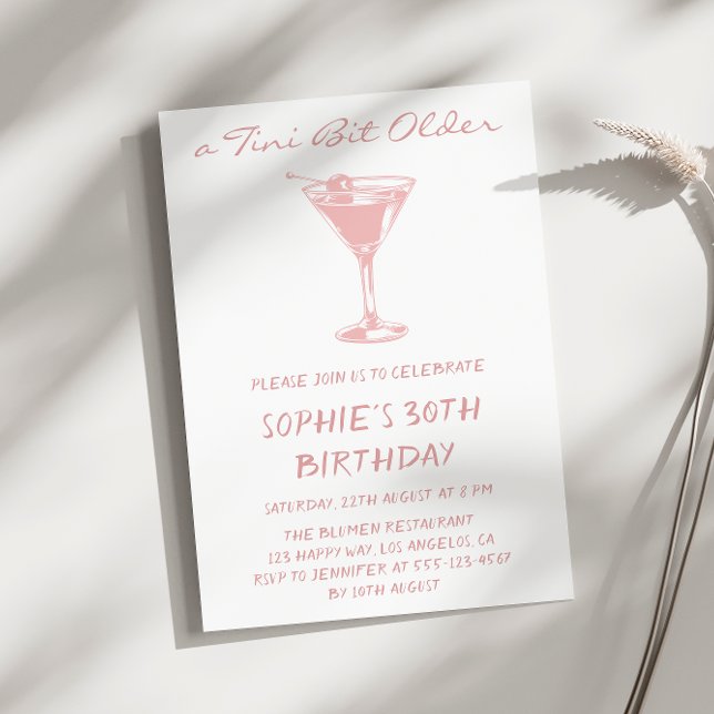 Pink Martini A Tini Bit Older 30th Birthday Invitation (Creator Uploaded)