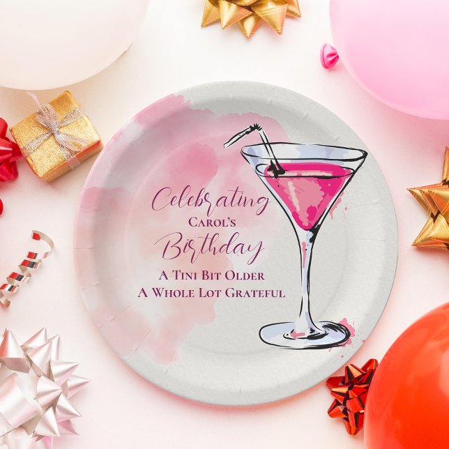 Pink Martini A Tini Bit Older Birthday Party Paper Plate (Pink Martini A Tini Bit Older Birthday Party Paper Plates)