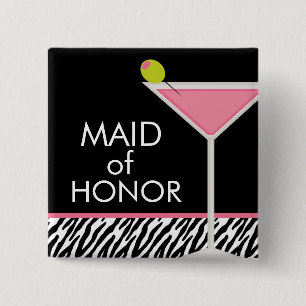 Pink Martini and Zebra Pattern 15 Cm Square Badge