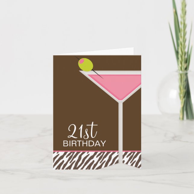 Pink Martini and Zebra Pattern Card (Front)
