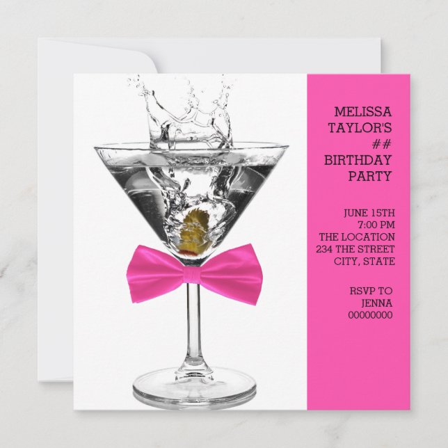 Pink Martini Birthday Party Invitation (Front)