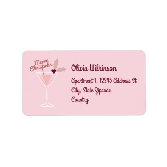 Pink Martini Christmas Address Label