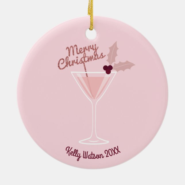 Pink Martini Christmas Ceramic Tree Decoration (Back)