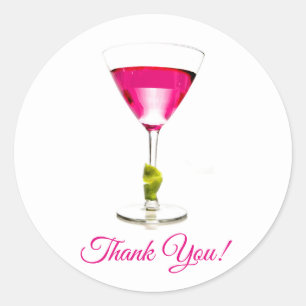 Pink Martini Cocktail Party Thank You Classic Round Sticker