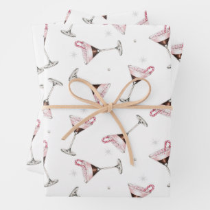 Pink Martini Cocktail Pattern Festive Holiday  Wrapping Paper Sheet