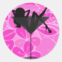 Pink martini glass girl sticker