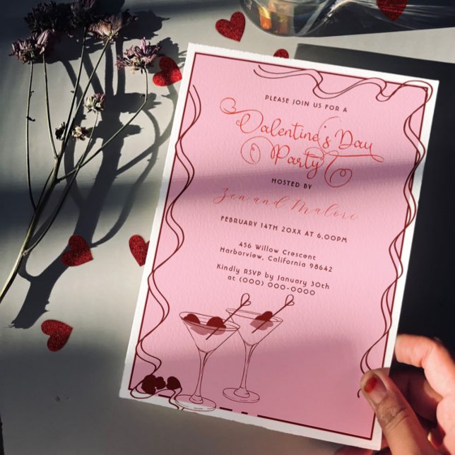 Pink Martini Glasse – Valentine’s Day Party  Invitation (Creator Uploaded)