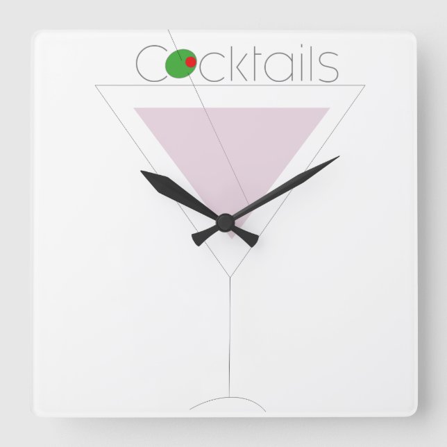 pink martini square wall clock (Front)