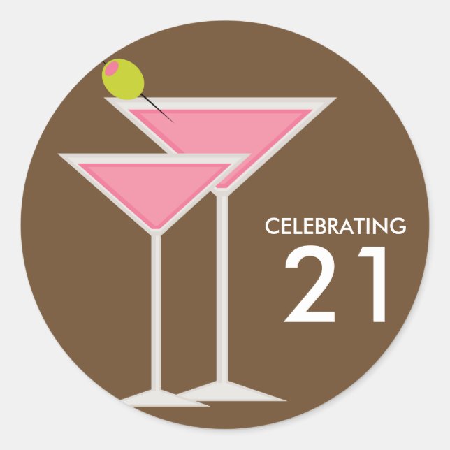 Pink Martinis Classic Round Sticker (Front)