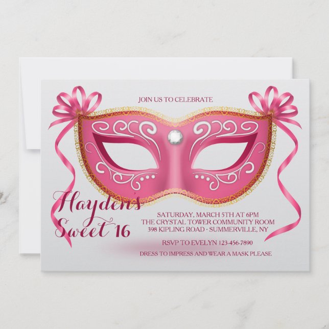 Pink Mask Invitation (Front)