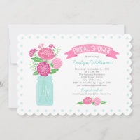 Pink Mason Jar Monogram Wedding Bridal Shower