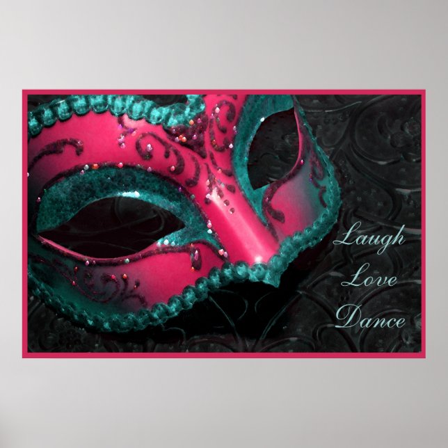 Pink Masquerade Mask Laugh Love Dance Print (Front)