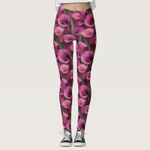 Pink Maternity Calla lilies Flower Gift Ideas For Leggings