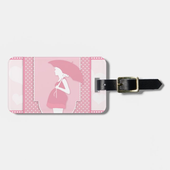pink maternity luggage tag (Front Horizontal)