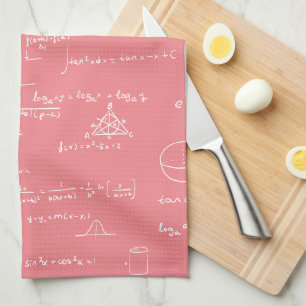 Pink Mathematics Pattern Tea Towel