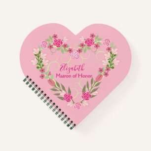 Pink Matron of Honour Floral Wedding Notebook