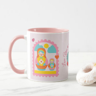 Pink Matryoshka Cute Russian Nesting Doll Mug
