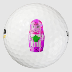 Pink Matryoshka Russian Doll Pong Ball Golf Ball