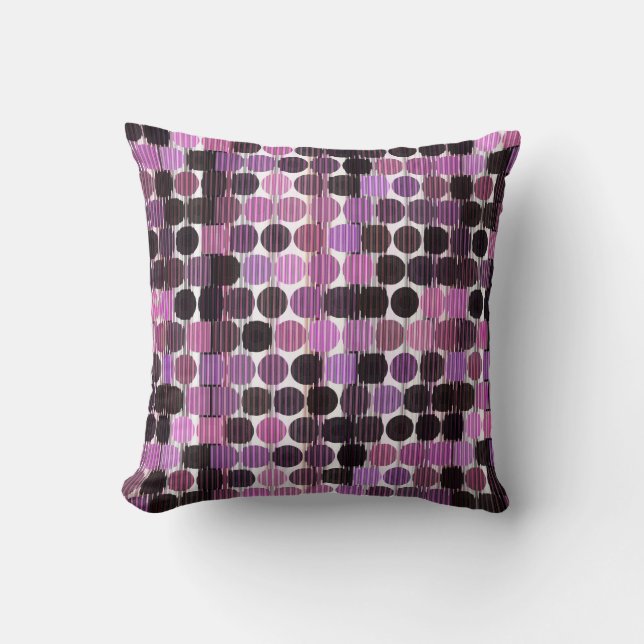 Pink, Mauve and black rose geometric Cushion (Front)