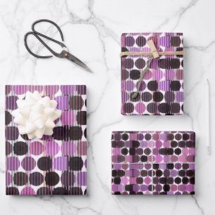 Pink, Mauve and black rose geometric Wrapping Paper Sheet