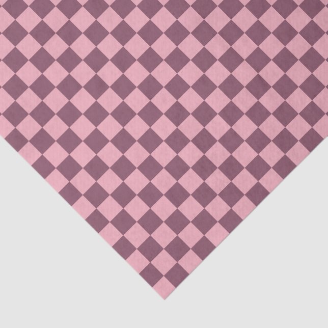 Pink Mauve Checkerboard Checkered Girly Retro Y2K Tissue Paper (Detail)