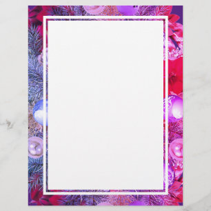 Pink Mauve   CHRISTMAS WREATH   Festive Holiday Custom Letterhead