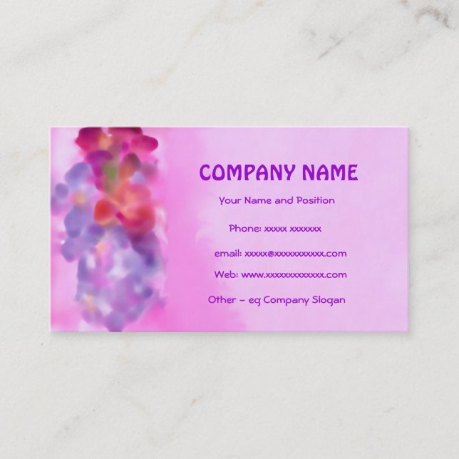 Pink, Mauve, Crimson Floral Business Card (Front)
