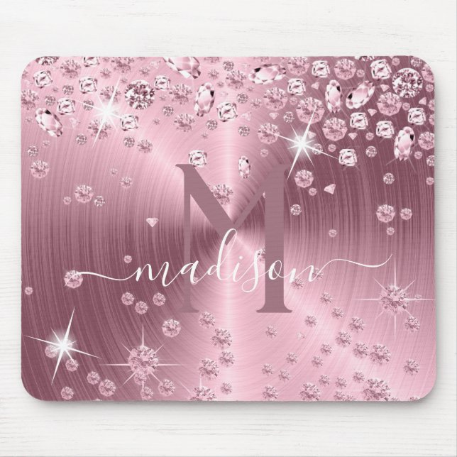 Pink Mauve Diamonds - Personalized Mouse Mat (Front)