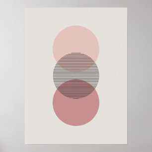 Pink & Mauve Minimalist Circle Wall Art Poster