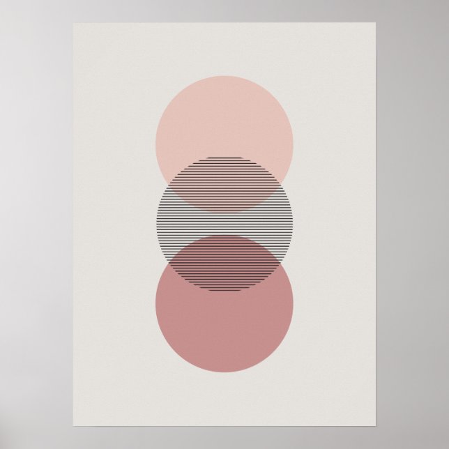 Pink & Mauve Minimalist Circle Wall Art Poster (Front)