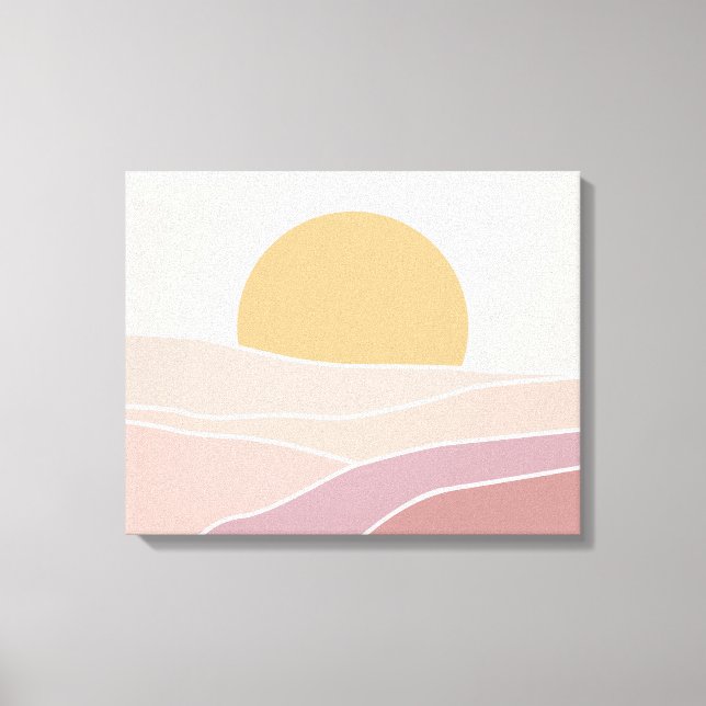 Pink & Mauve Minimalist Sunset Wall Art Canvas (Front)