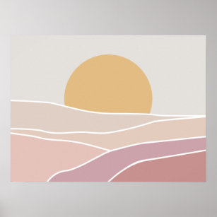 Pink & Mauve Minimalist Sunset Wall Art Print