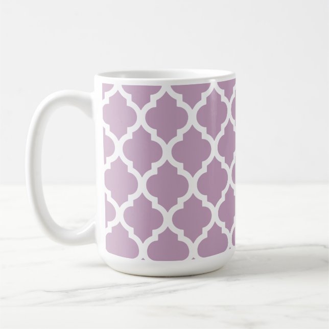 Pink Mauve Mist Moroccan Tile Trellis Coffee Mug (Left)