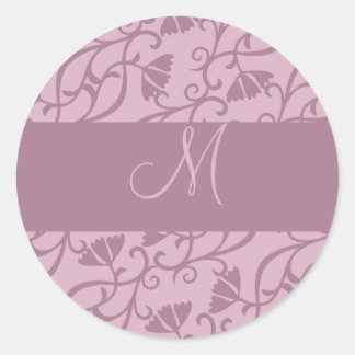 Pink & Mauve Monogram Classic Round Sticker