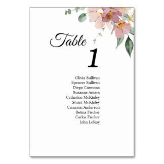 Pink Mauve Vintage Floral Table Number Sign Guests