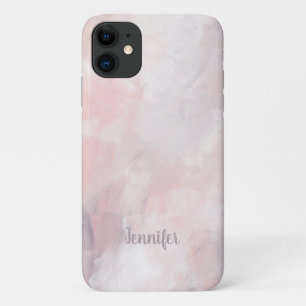 Pink Mauve Watercolor Brush Strokes iPhone 11 Case