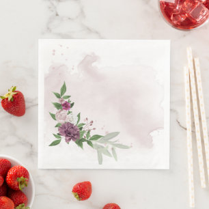 pink mauve white flowers botanical napkin