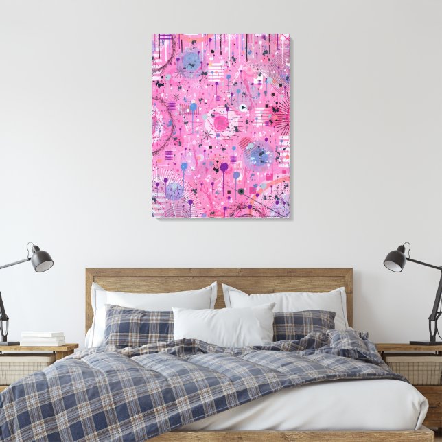 Pink Maximalist Abstract Art  Canvas Print (Insitu(Bedroom))