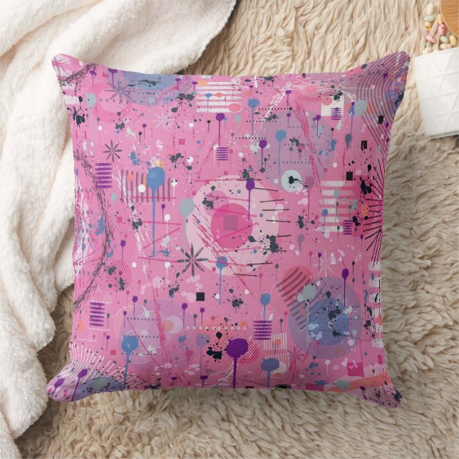 Pink Maximalist Abstract Art  Cushion (Blanket)