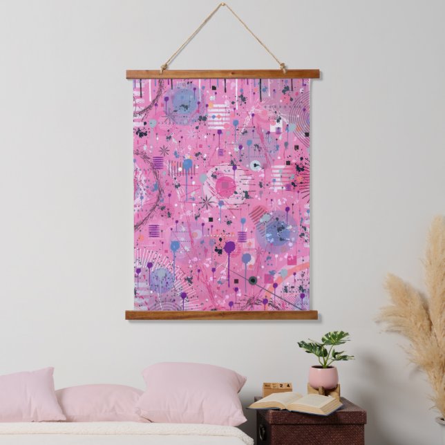 Pink Maximalist Abstract Art  Hanging Tapestry (Bedroom)