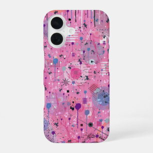 Pink Maximalist Abstract Art iPhone 16 Case