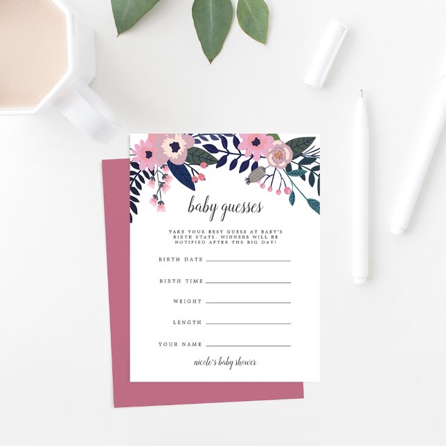 Pink Meadow Floral Baby Shower Guessing Game (Creator Uploaded)