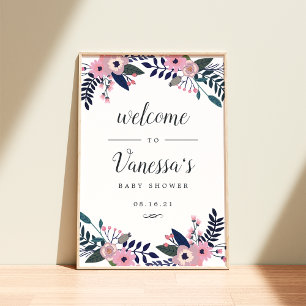 Pink Meadow   Floral Bridal or Baby Shower Welcome Poster