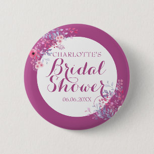 Pink Meadow Floral Bridal Shower 6 Cm Round Badge